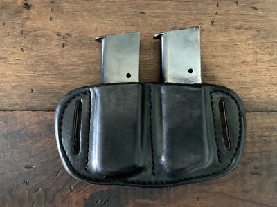 LOST RIVER LEATHER Custom Black Leather Double clip/magazine holster for 1911 Single Stack