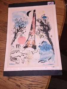 Marc Chagall "Vision of Paris" Color LIthograph Poster 26 in x 20in - Afbeelding 1 van 10