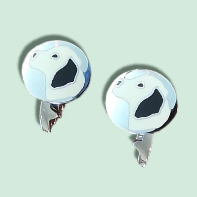 Gemelos - Gemelos de plata Paul Smith genuinos, perro pintado - Hecho en Reino Unido Foto 1 de 4