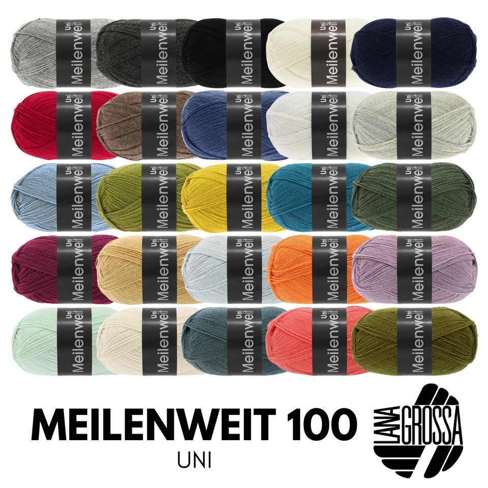 Lana Grossa MEILENWEIT 100g UNI 4fach Sockenwolle: Top-Qualität, 420m, 25 Farben - Bild 1 von 1