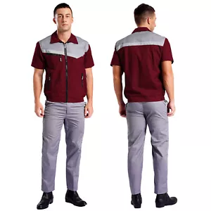 Unisex Mens Womens Jackets Top+Pants Reflective Strips Work Outfit Safety Lapel - Picture 1 of 50