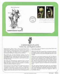 First Day Cover, Postal Commemorative Society 2001, Carnivorous Plants 3530 3531 - Picture 1 of 2