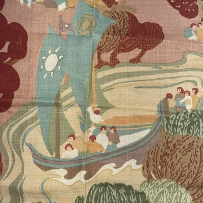 Schumacher "Pearl River" Linen Decor Fabric 26" Square Sample #25 - Image 1 of 4