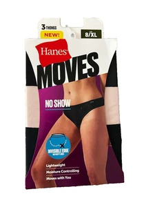 Neu Hanes Moves unsichtbare Damen-Tanga-Unterwäsche, 3er-Pack Größe 8, XL - Bild 1 von 3
