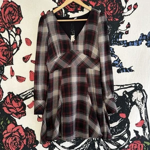 Free People Teen Spirit Long Sleeve Plaid Mini Dress Aria Pretty Little Liars 6 - Picture 1 of 3