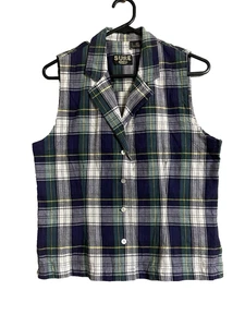 90s Sure Jeans Women’s Size M Blue Plaid Vest Sleeveless Collared Shirt Vintage - Picture 1 of 10