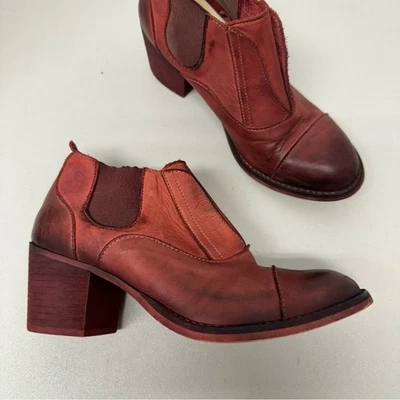 Fly London Rojo Cuero Envejecido Botines Shooties Mujer 6.5 Tacón Otoño Foto 1 de 4