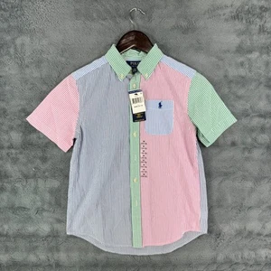 Ralph Lauren Boys Striped Button Up Size Medium 10-12 Youth Pastel Colors NWT - Picture 1 of 7