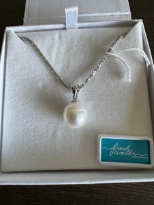 Single cultured fresh water pearl (11-12 MM) necklace on 18” Sterling Chain MIB - Picture 1 of 4