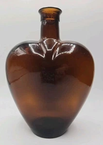 Vintage Paul Masson Bernstein Braun Glas Herzform Flasche Dekanter Ohne Stopfen - Bild 1 von 6