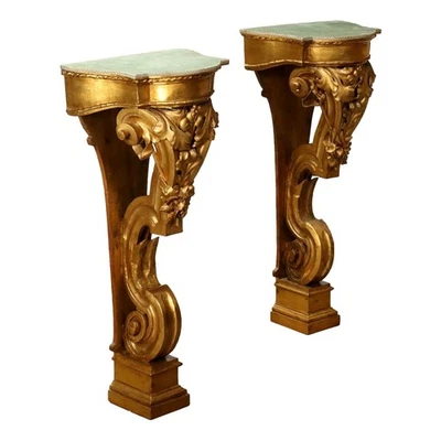 Couple de Grandes Étagères Anciennes en Peuplier Doré XXe Siècle Originaux - Photo 1/4