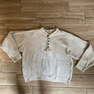 Vintage Eddie Bauer Men’s Medium Chunky Knit Sweater USA Oatmeal 90's Y2K - Picture 1 of 7