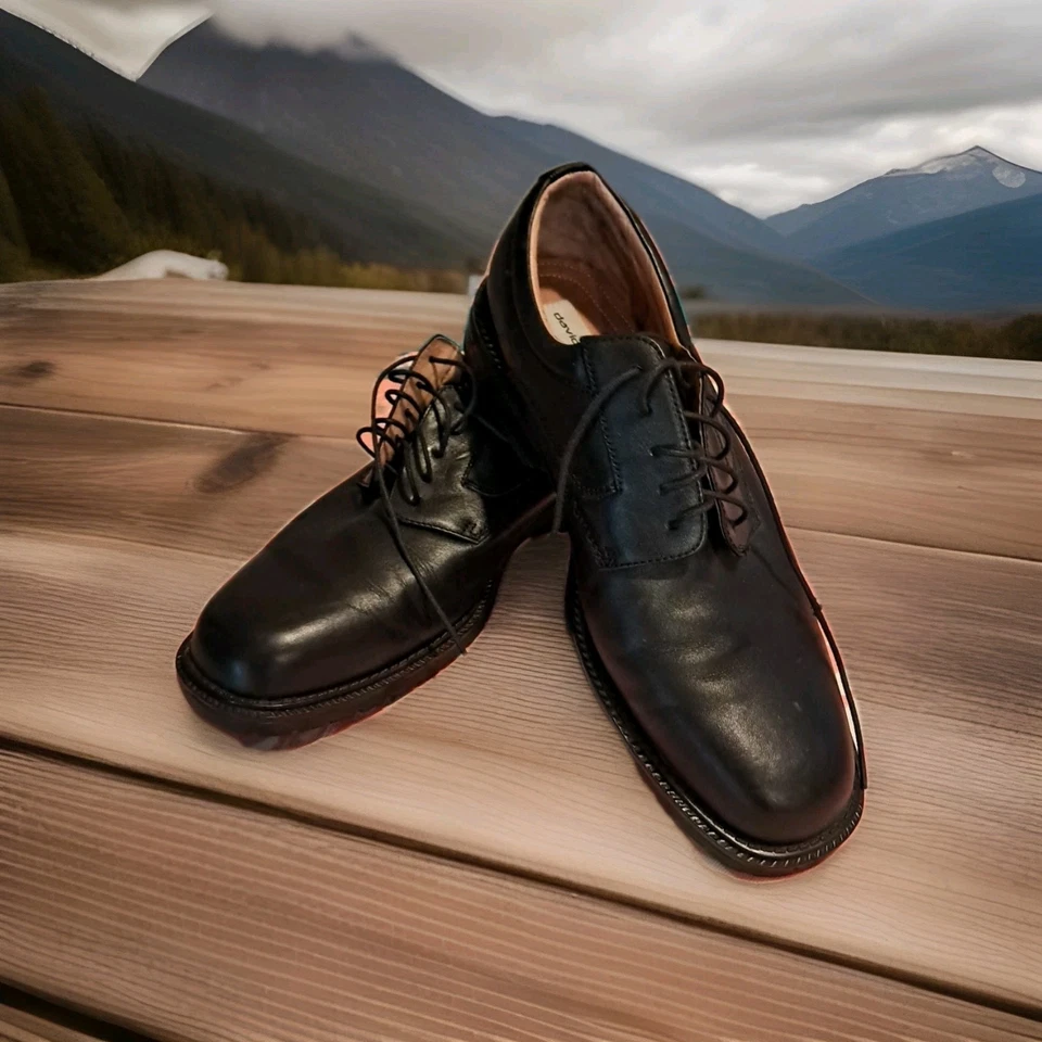 Zapatos con cordones David Taylor Oxford de cuero negro brogue punta redonda 13M Foto 1 de 4