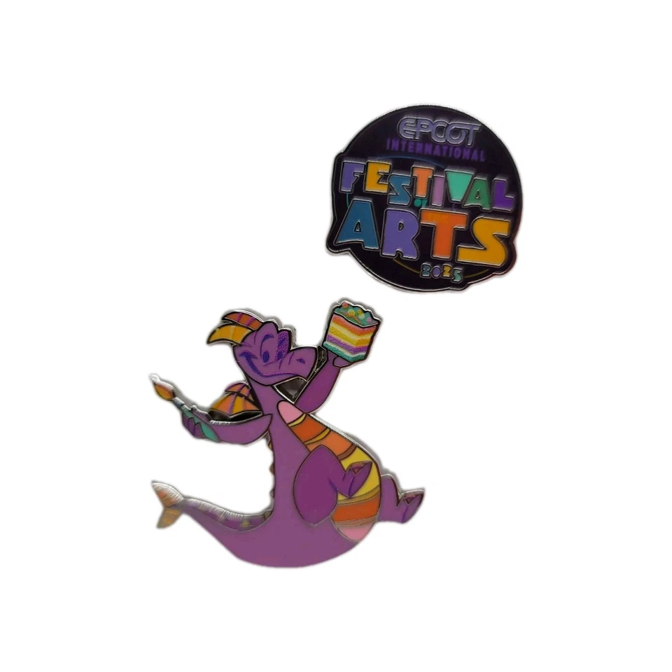 2025 Disney Parks EPCOT Festival of the Arts Logo Figment 2 Pin Set LR Pin