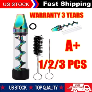 Mini Rotating Twisted Glass Cigarette Holder Glass With Cleaning Brush New - Picture 1 of 6