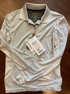 Beretta Since 1526 Women's Classic Long Sleeve Polo Shirt Size Medium White/Gray