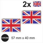 2x GB British Union Jack flag UK flags 3D Chrome Sticker Domed Resin Badge Decal