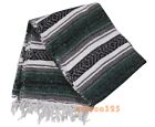 Authentic GREEN Mexican Falsa Blanket Hand Woven Yoga Mat Blanket 72