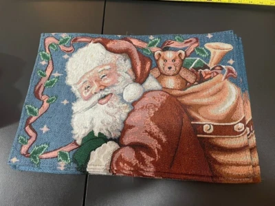 JUEGO DE 8 Manteles Manteles Tapiz Juguetes Papá Noel Tradiciones Navideñas Noche de Papá Noel Foto 1 de 4