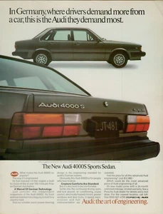AUDI 4000s Sport Berlina 1984 I piloti chiedono di più da un'auto ANNUNCIO STAMPA VINTAGE - Foto 1 di 2