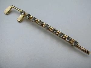 VINTAGE FIGURALE DOPPEL GOLFSCHLÄGER SÄGEZAHN KRAPPEN SET STRASS BROSCHE - Bild 1 von 1