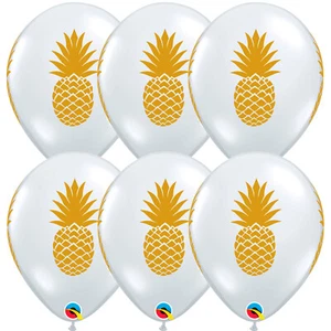 Globos de látex Piña Luxe Luau fiesta de verano estándar 11", 6 quilates, dorado transparente - Imagen 1 de 2