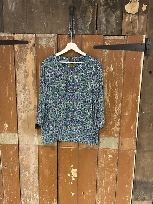 Blusa túnica Laura Ashley verde mezcla estampado floral cuello redondo manga 3/4 Reino Unido 16 Foto 1 de 4