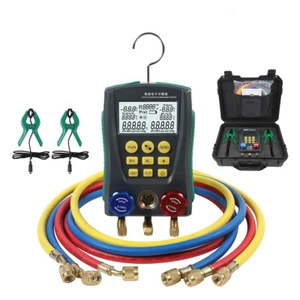 HVAC Digital Manifold Gauge Set Refrigeration AC Vacuum Pressure Gauge Hose Kit - Picture 1 of 17