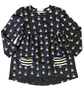 Arshiner Girls Size 4 Blue Dress Bunny Striped Pocket Long Sleeve Tunic Cotton - Picture 1 of 8