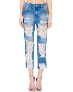 Coming Soon!!! Cello High Rise All Over Distressed Straight Leg Jeans - Picture 1 of 5