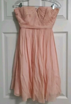J Crew Dress Bridesmaid Party Dress, Cocktail, Silk, Peach Strapless,  Size 4 - Image 1 of 4