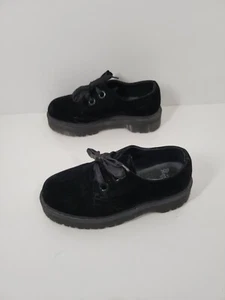 Dr Martens Holly Black Crushed Velvet Platform Oxford Lace Up Shoes Women Sz 10 - Picture 1 of 7