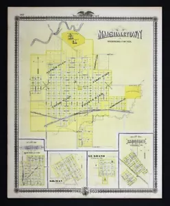 1875 Iowa Map Marshalltown Plan Marshall County - Liscomb Albion Gilman Le Grand - Picture 1 of 3