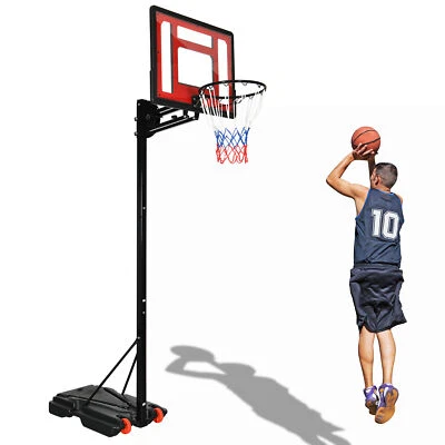 Adjustable Height 3.4-8.5 ft Basketball Hoop Portable Outdoor w/ Weight Bag RED - Image 1 of 4