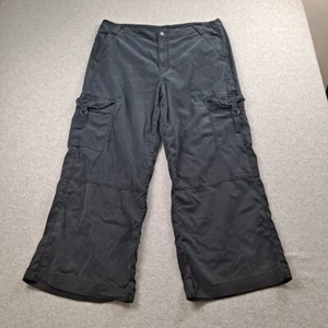 American Eagle Cargo Pants Woman 16 Black Wide Leg Faded Y2K Streetwear Grunge - Picture 1 of 8