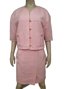 Chanel Pink Wool Dress Skirt Suit Spring Summer CC Logo Vintage Sz 38 2003 Mint - Picture 1 of 15