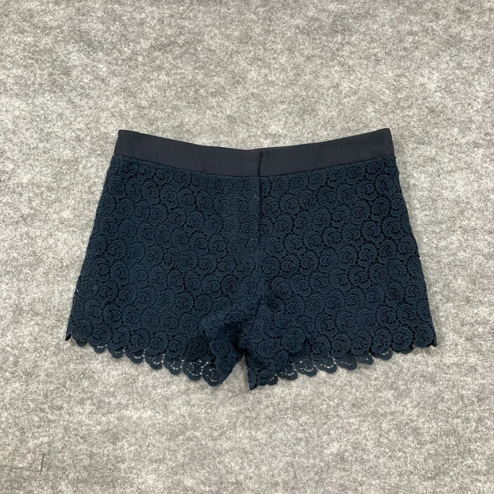 Pantalones Cortos Club Monaco Para Mujer 2 AU 6 Azul Floral Encaje Cremallera Tiro Bajo Algodón 15333 Foto 1 de 4