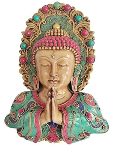 Buddha Mask 9" Carving handmade Wall hanging Sculpture wall Décor Religious - Picture 1 of 4