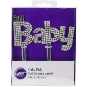Silver Baby Shower Cake Pick - Picture 1 of 1