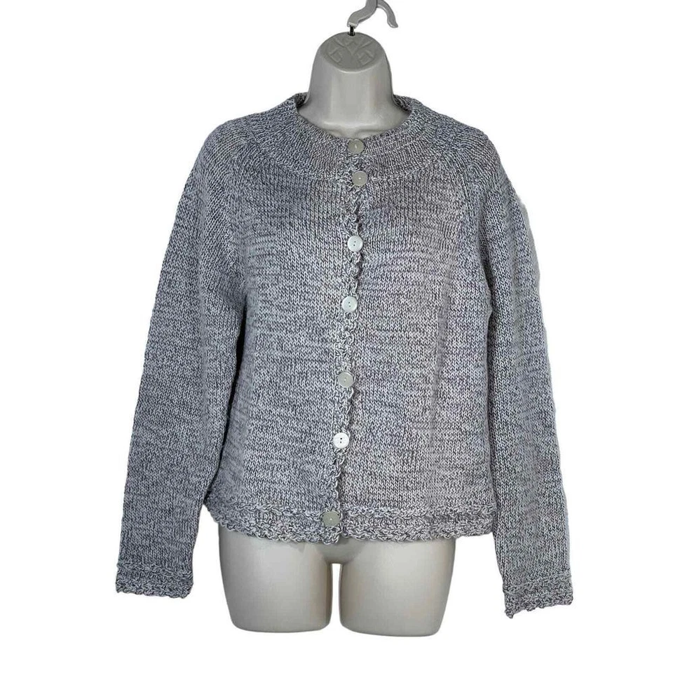 Woolrich Stone Heather Cardigan Wool Alpaca Cottage Core Fairisle Rich Preppy - Image 1 of 4