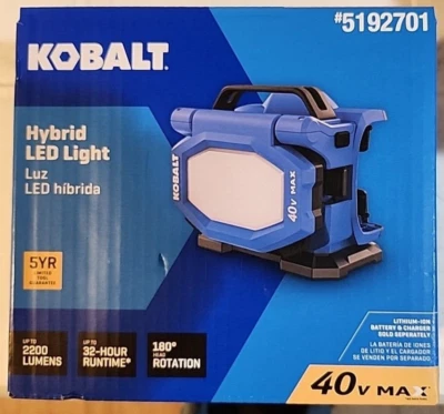 Kobalt - Hybrid LED Light - 2200 Lumens - 40v MAX - #5192701 - Tool Only - Image 1 of 4