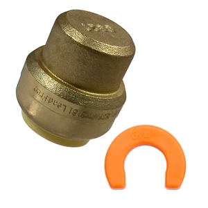 100 Pcs XFITTING 3/4" Push Fit Cap w/ 1 Clip, Push to Connect End Cap Plug Brass - Picture 1 of 6