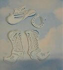 Die Cut Cuts Cowboy Boots, Hat And Horse Shoe X 4 Sets,  Choice Of Colour Topper