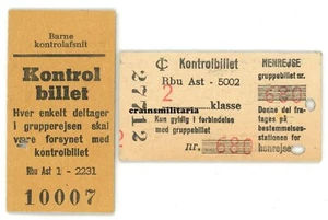 2x orig. Bilet Flaga DSB Kontrolbillet Dania ok. 1960 - Zdjęcie 1 z 2