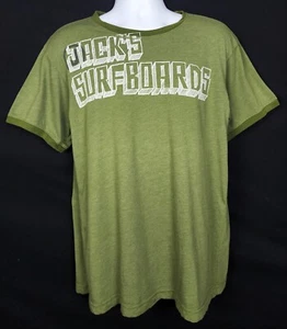 Jacks Surfboards T-Shirt Mens Large Surfing Graphic Tee Short Sleeve Green Solid - Picture 1 of 9