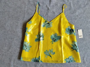 Women's Bar III Yellow Floral Mettalic Cami Style Top Size Large - Picture 1 of 9