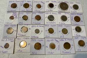 World Coin Collection – 1800s to 1970s – France, Germany, Ceylon, India and more - Picture 1 of 8