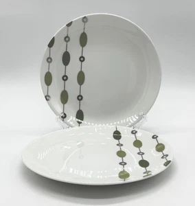 2er Set Pier 1 Perlen Girlande Mittagessen Teller 7,5" Olivgrün Silber Akzent - Bild 1 von 9