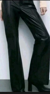 Schwarze authentische 100 % echte Leder Bootcut Hose Größe 4 Ann Taylor - Bild 1 von 9