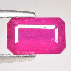 1.77 Cts Pink Red Ruby Treated Emerald Cut 100% Natural Loose Gemstone Africa - Picture 1 of 3